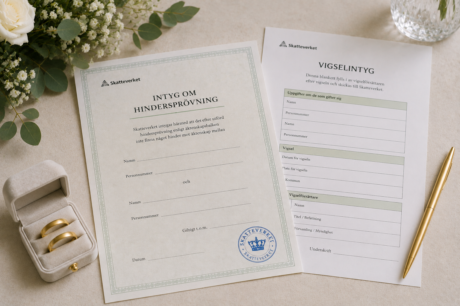 Dokument för hindersprövning inför vigsel